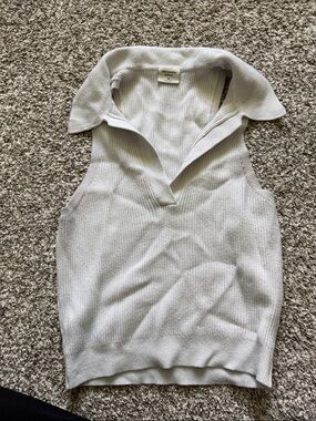 Abercrombie & Fitch Ribbed Knit Tank Top in Off-White